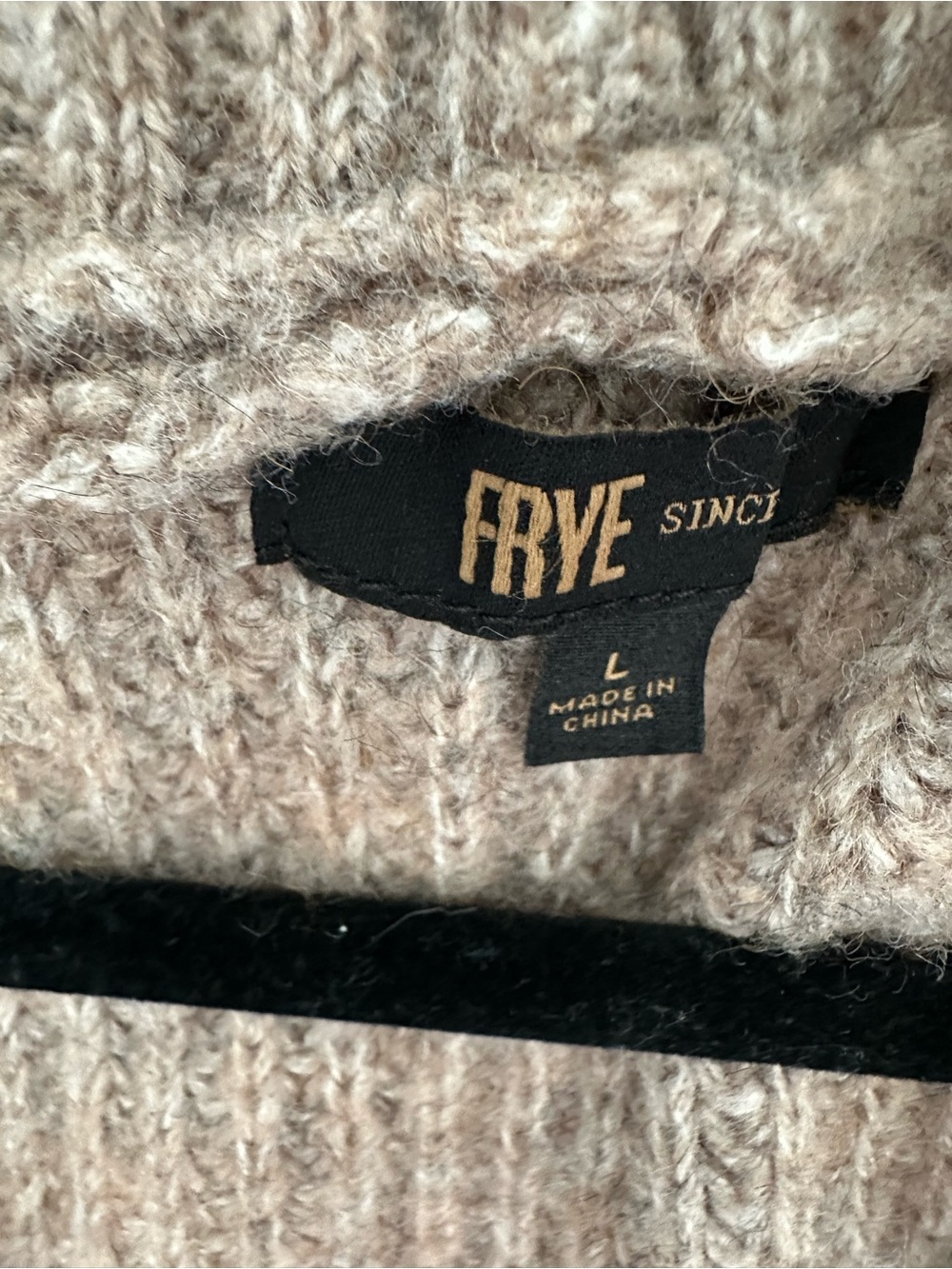 Frye Taupe Beige Cable-Knit Shawl Collar Relaxed Fit Oversized Cardigan/ Shacket - Picture 3 of 7